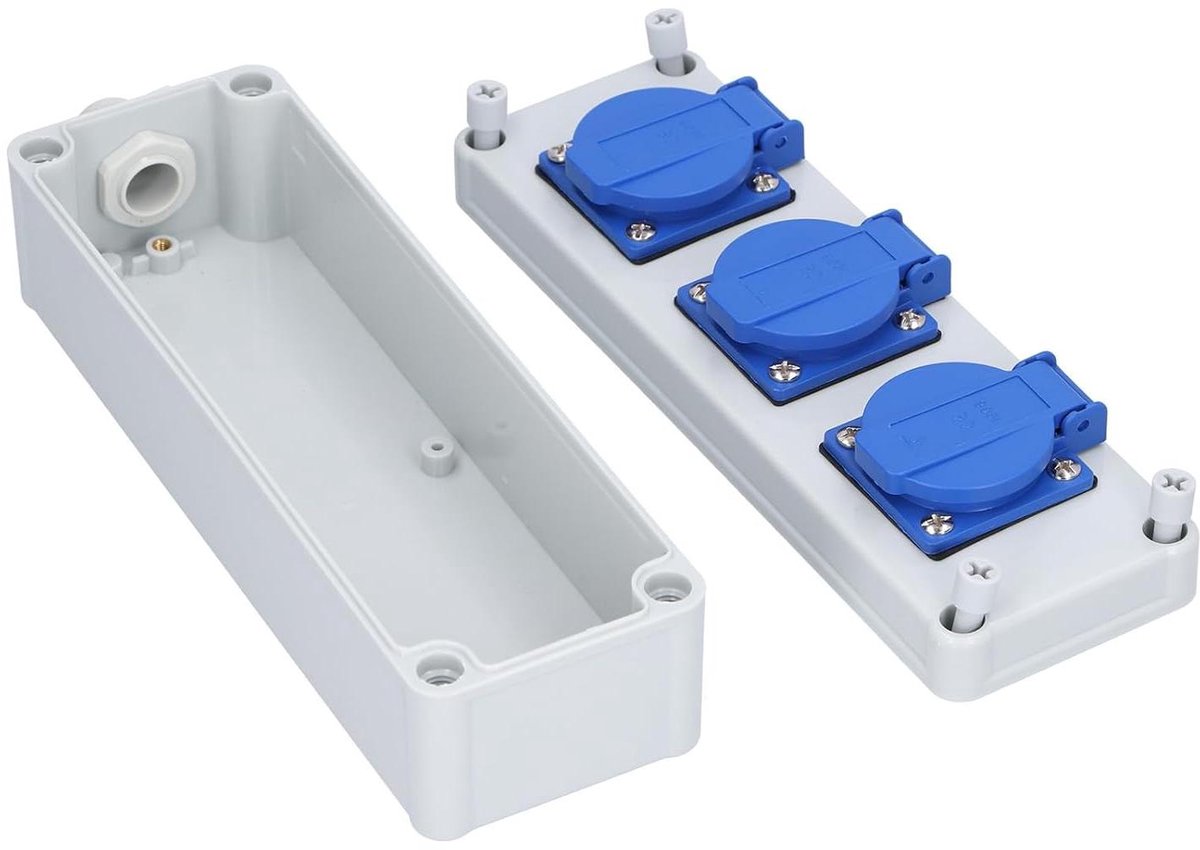 Buiten Stopcontact - Weerbestendige Doos - Stroom Distributie - Met Schakelaar - 27 x 8 x 8 cm - Grijs