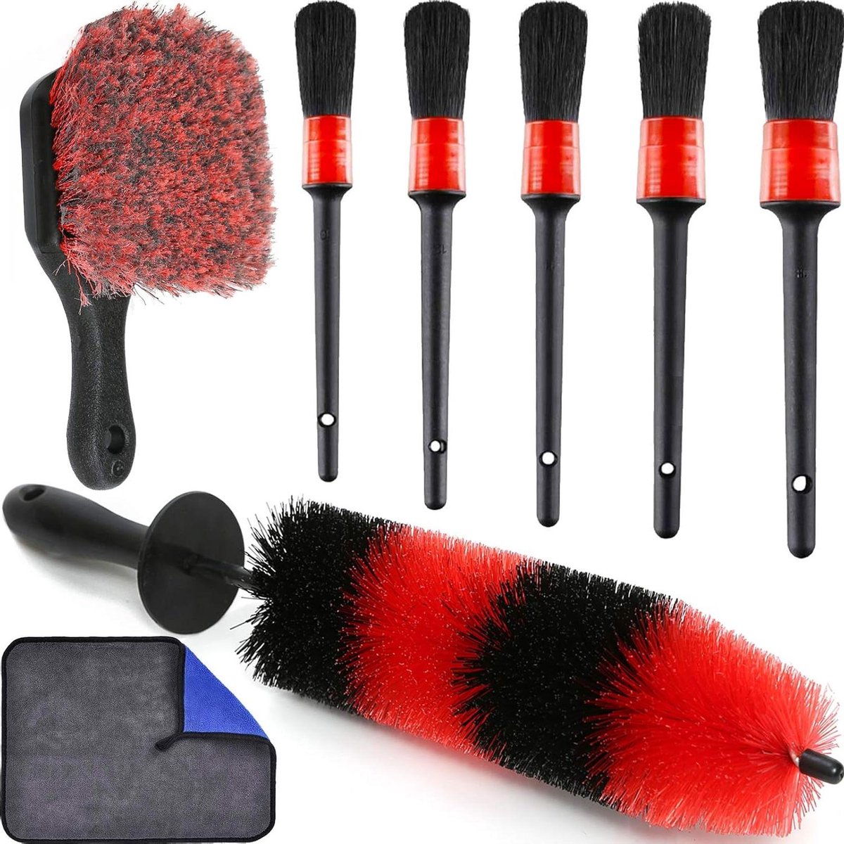 Autodetailing Set - Velgen Borstels - Auto Reinigen - Krasvrije Borstels - 8 Delig - Compleet