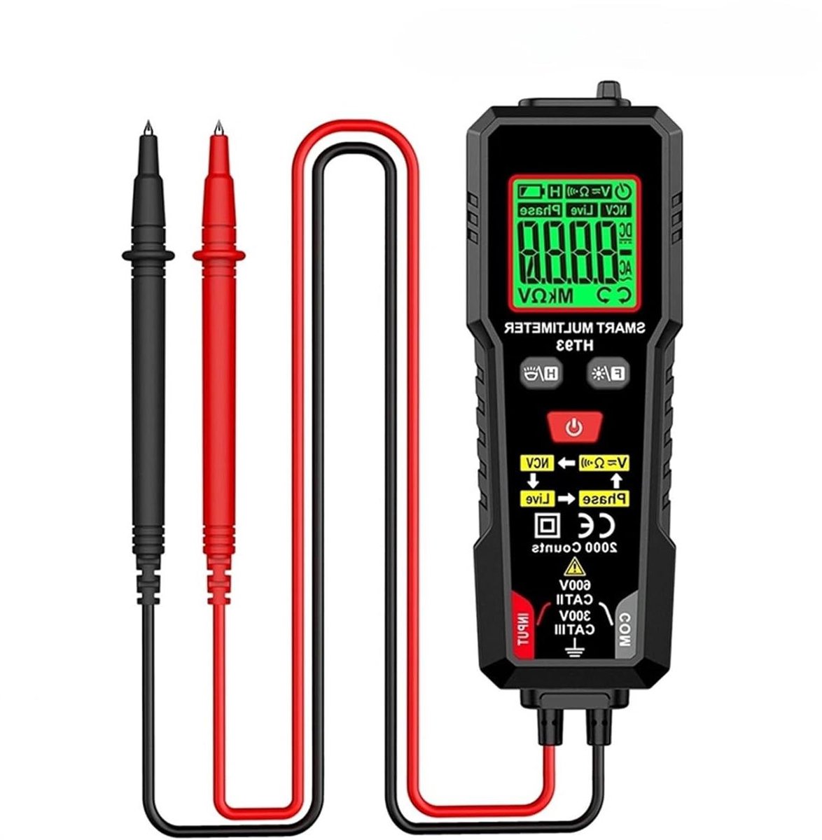 Digitale Multimeter - Spanningsmeter Tester - Elektrische Metingen - NCV Functie - LCD Scherm - Zwart