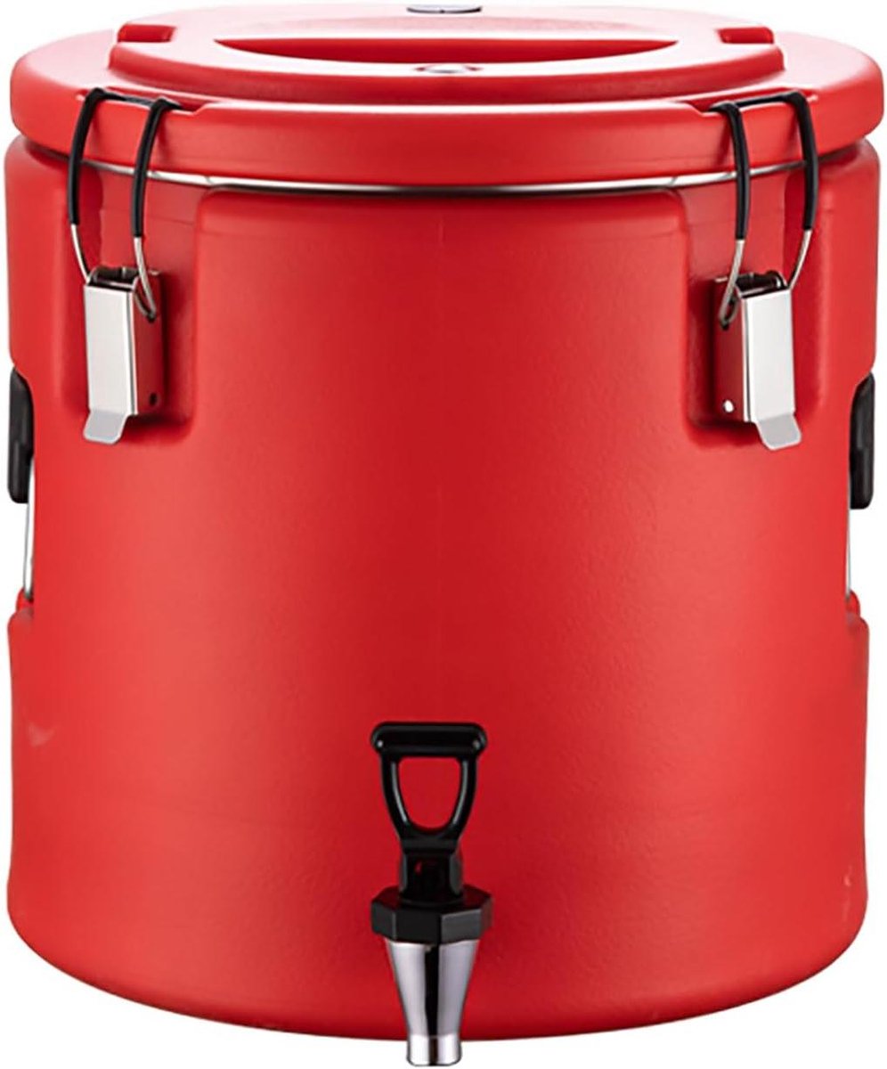 Commercial Stainless Steel Hot Water Dispenser Coffee Urn - Durable And Convenient Thermal Insulation Large Container With Faucet For Restaurants And Soups/Red/20L/5.28Gal