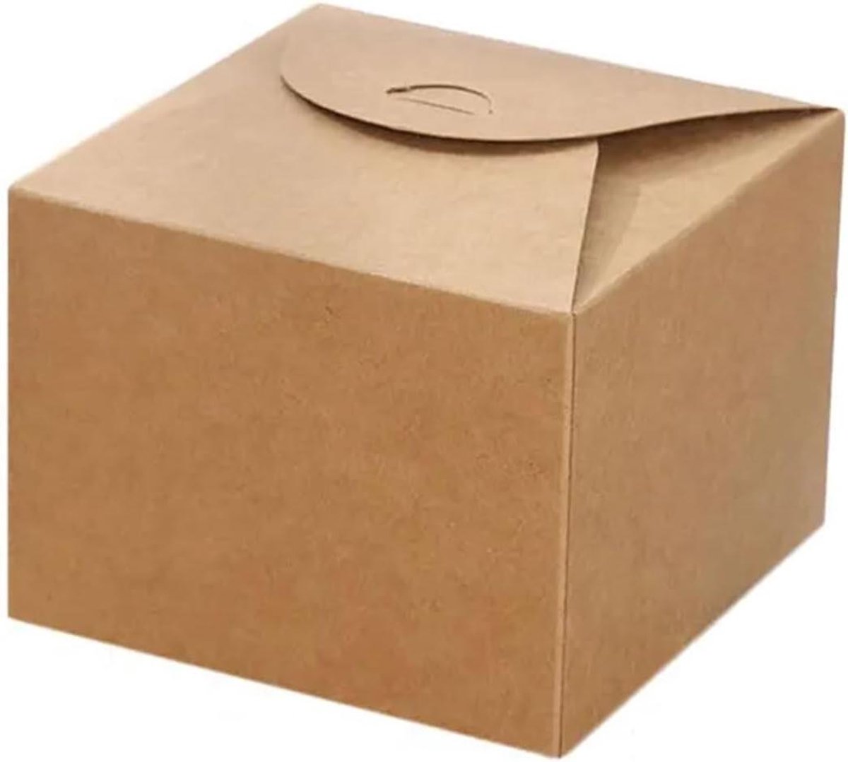 Taartdozen Kraftpapier - Verhuisdozen Gebak - Taarten Presenteren - Eenvoudig te Monteren - 12 x 12 x 9 cm - Bruin