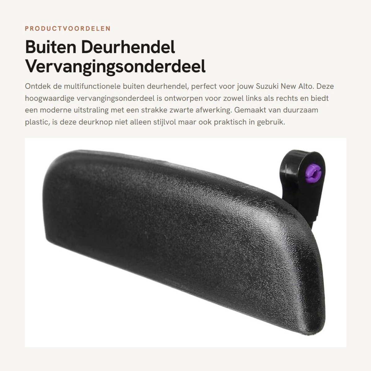 Dailygoods- Deurgreep Zwart - Deurknop - Vervangingsonderdeel - Voor Suzuki New Alto - Plastic - Afmeting 15cm x 4.2cm - Deurgreep Buiten