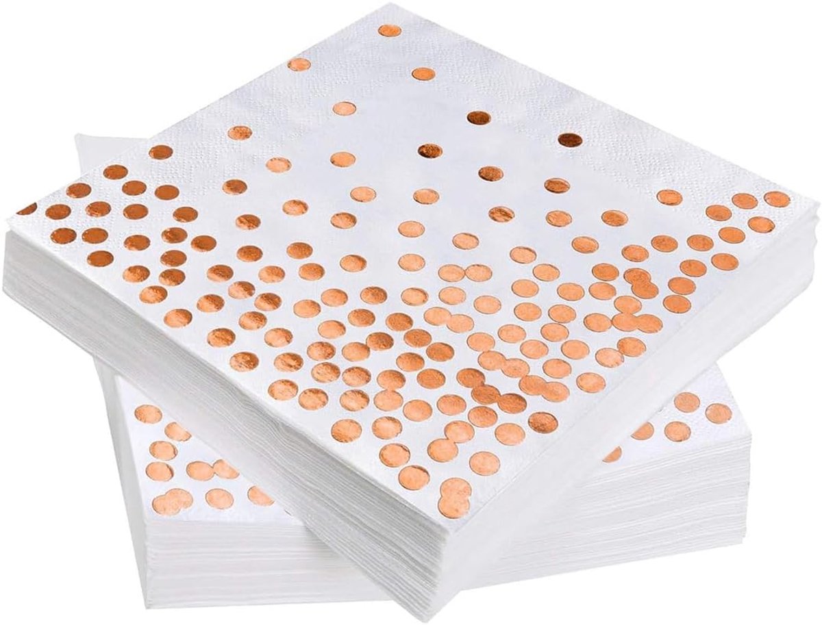 Servetten Papieren - Servetten - Tafel Servetten - Papier - Papieren Wegwerp Servetjes - Feestservetten - Voorjaar Servetten - Lunch/Diner Tafel Decoratie - 3 Laags - Wit en Goud - 50 Stuks - van Imperatoris