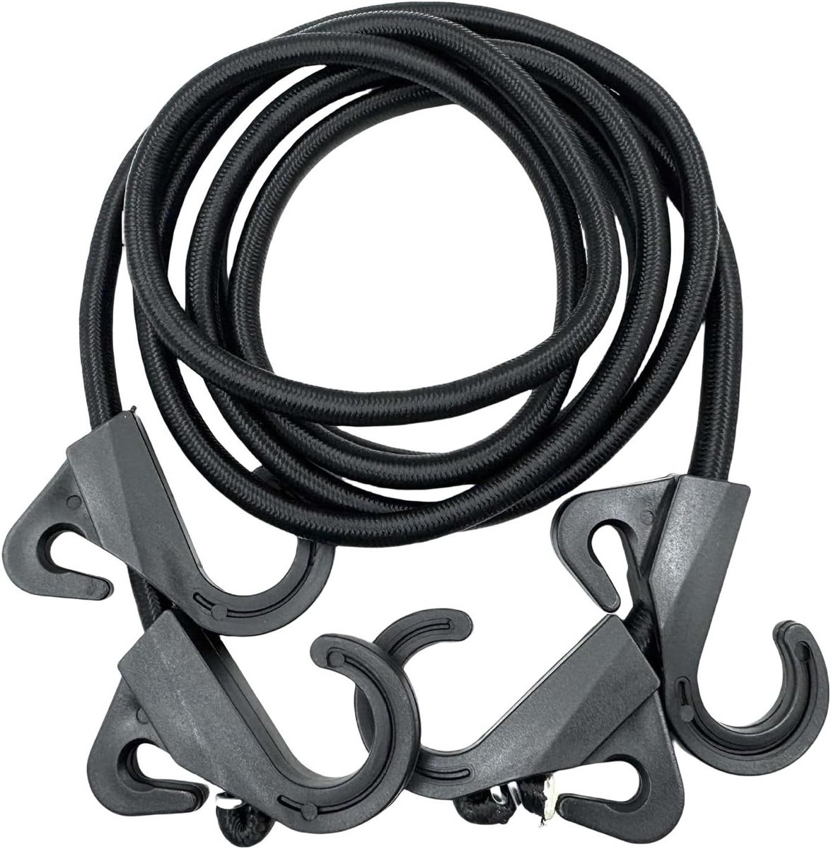 Elastische Koorden met Karabijn - Spanbanden Bungee Koord - Bagage Vervoeren - Constant Elastische Prestaties - 2 Meter - Zwart