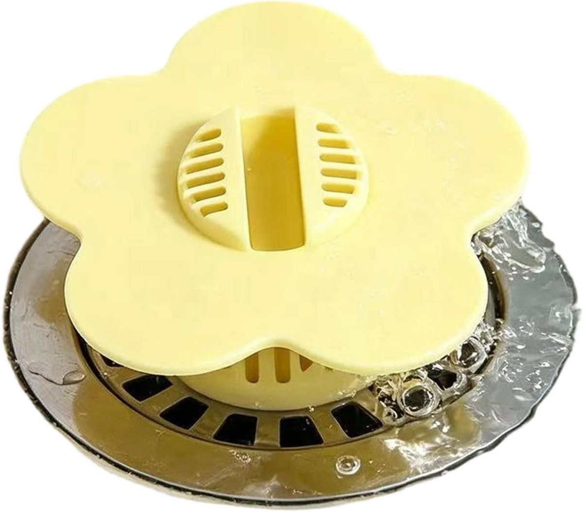 Haarvanger Afvoer - Bloem Zeef - Verstopping Voorkomen - Decoratief Ontwerp - 8x8 cm - Geel
