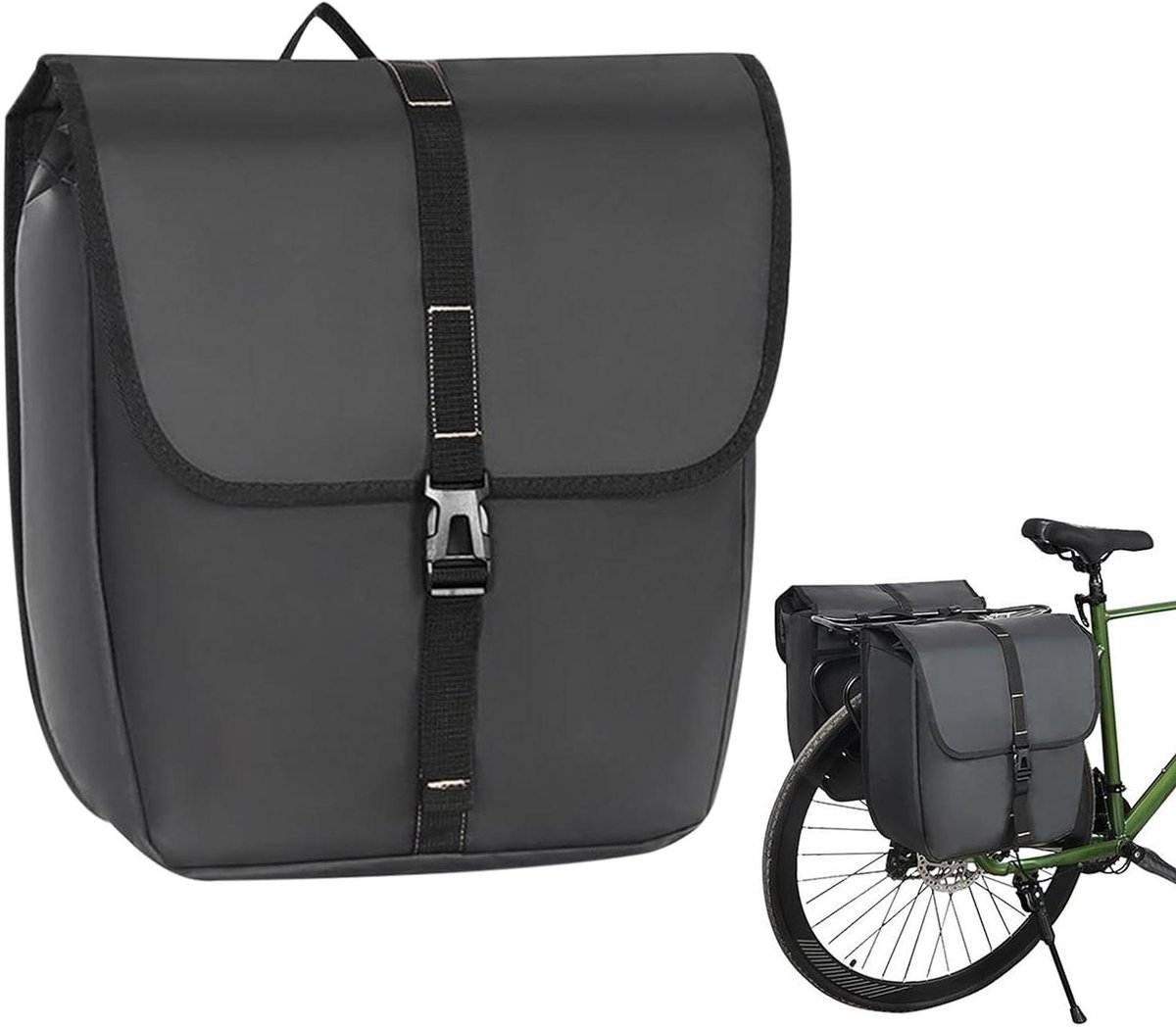 Fietstassen - Zadeltas - Fietsen en reizen - Waterdicht Oxford doek - 14 liter - Zwart