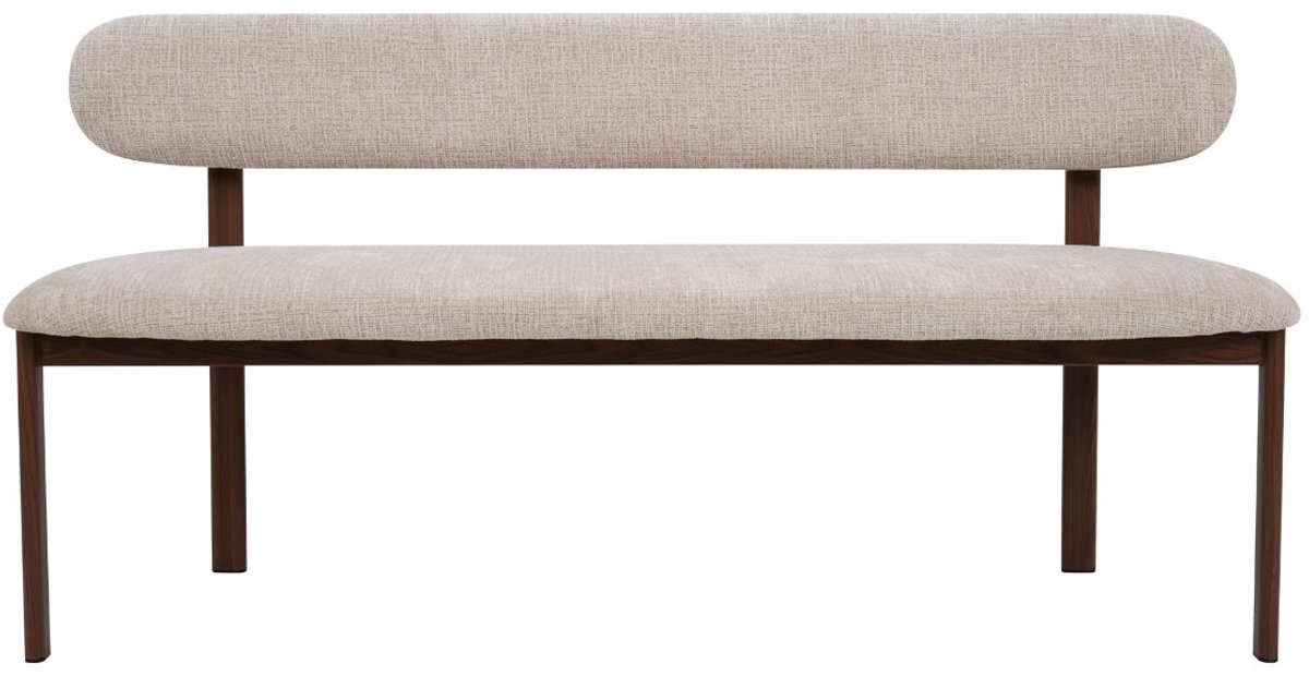 Giga Meubel Eetkamerbank Noor Beige/Walnoot - 160 cm - Stof - Japandi