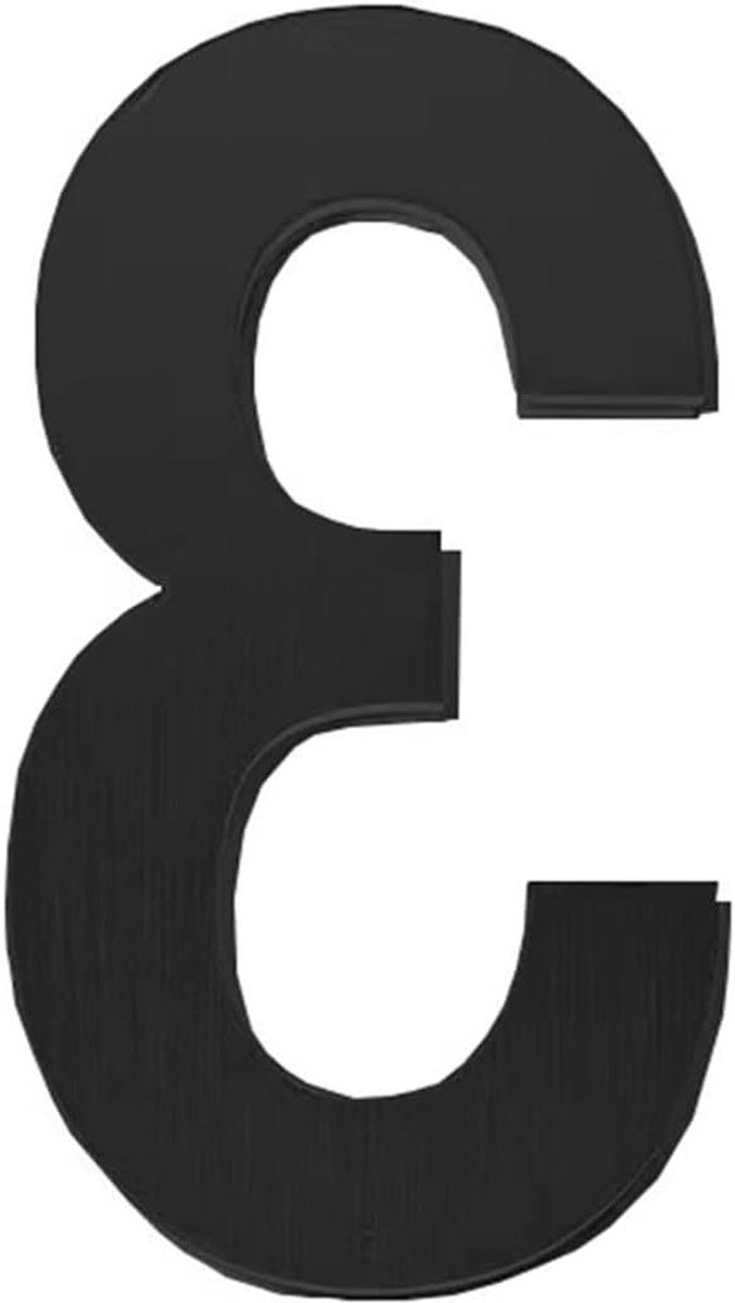 Huisnummer bord - Deurnummer sticker - Huis identificatie - Zelfklevend metaal - 75 mm - Zwart