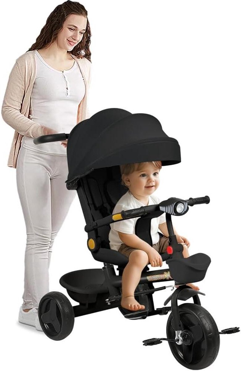 Kinderwagen - Lichtgewicht buggy - Comfortabel reizen - Zit en lig functie - 0-25 kg - Zwart