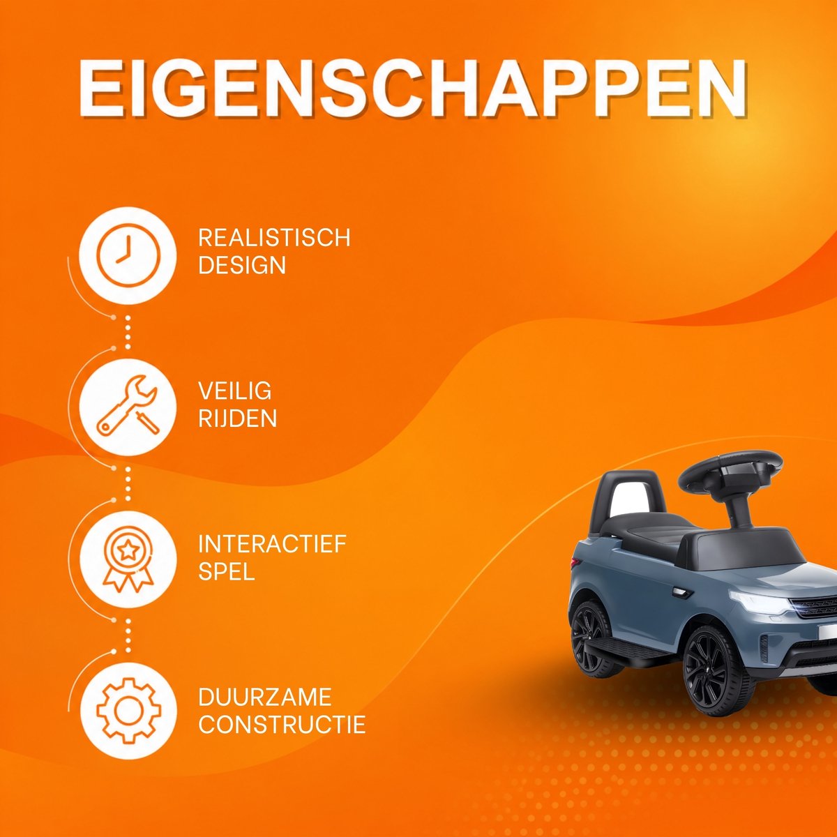 Land Rover Elektrische Kinderauto 2-in-1 6V – Kinder Voertuig met Slipmodus – Blauw