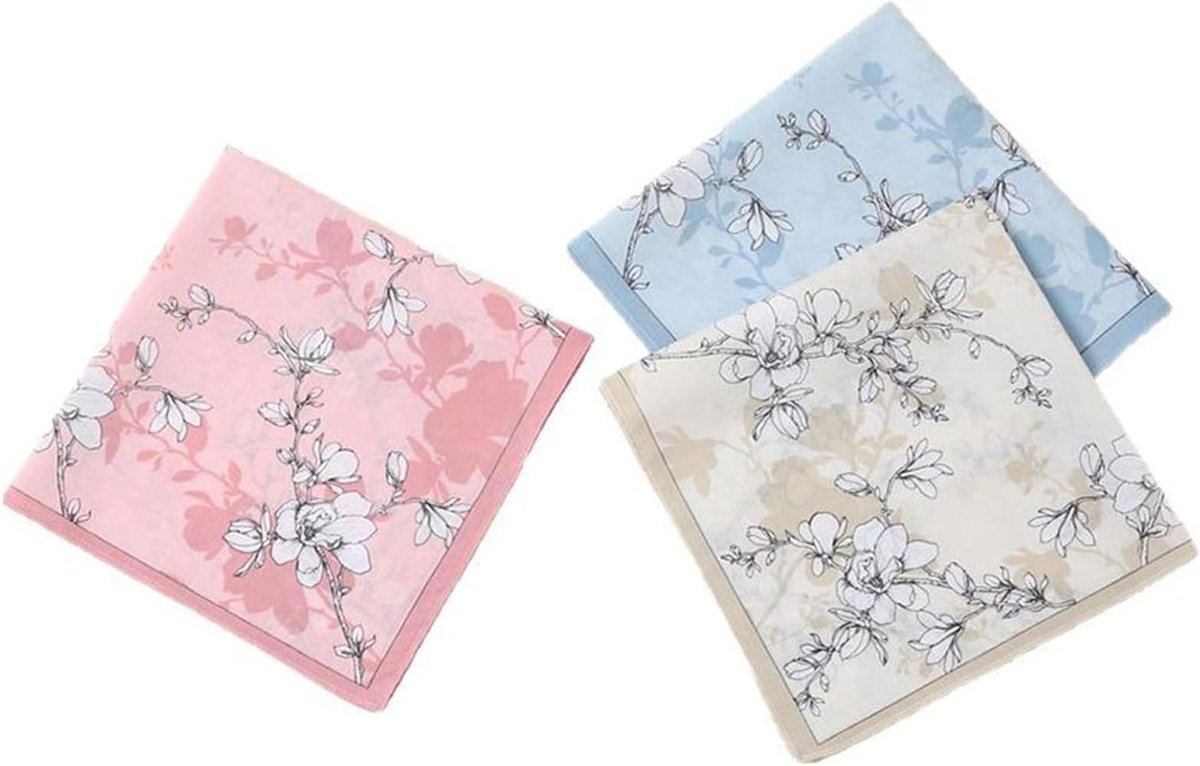 Katoenen Zakdoek - Gezichtsdoek Bloem - Dagelijks Gebruik - Bloemenprint - 43 x 43 cm - Multicolor