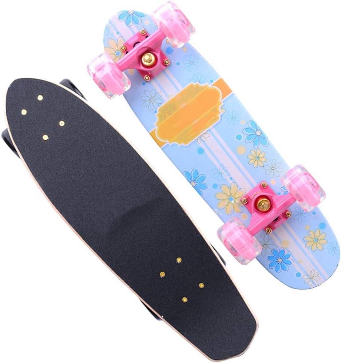 Kleine Vissen Board Cruiser Skateboard Straat Skating 7 Laags Esdoorn Dek 22 Inch Kleurrijke Wielen