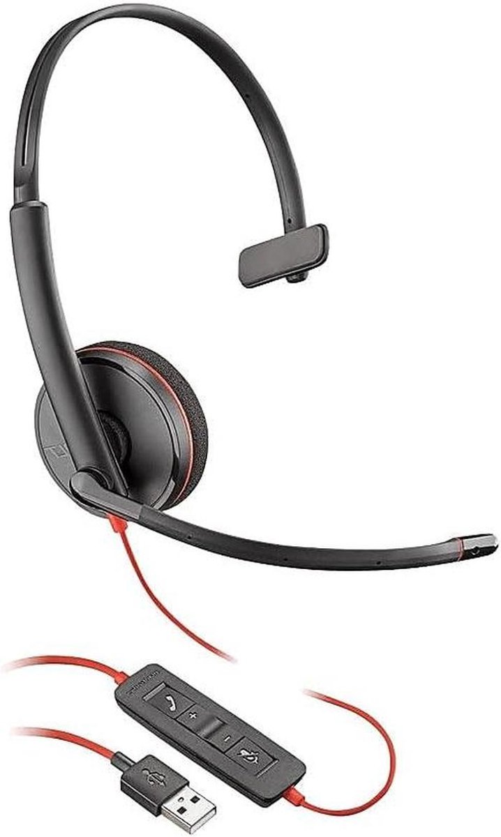 Bedrade Mono Headset Zwart USB-A voor Kantoor en Callcenter