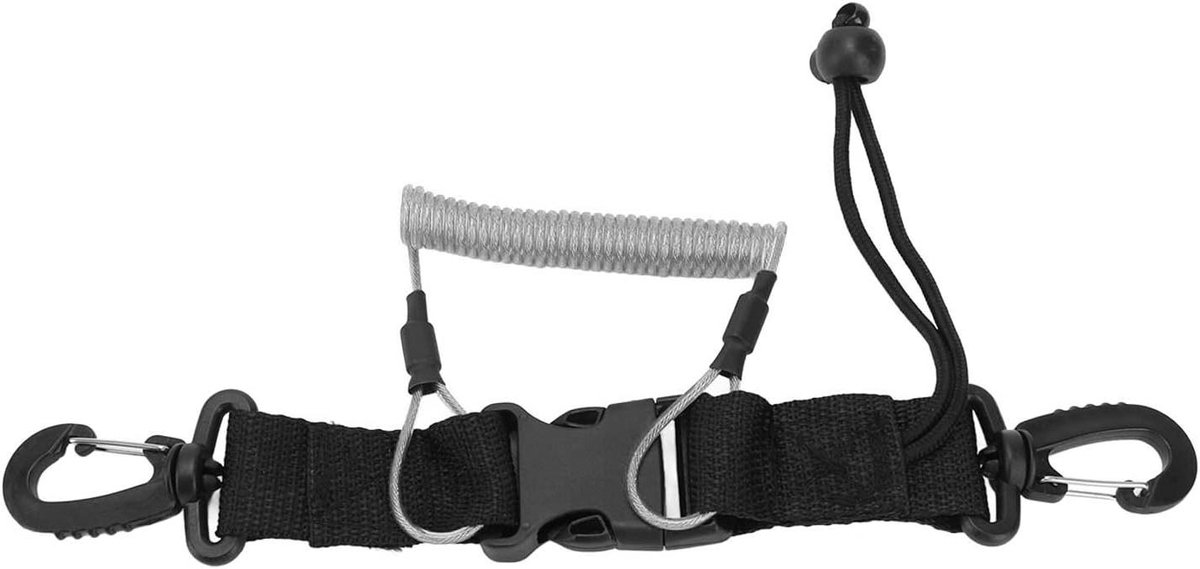 Duikkoord met Dubbele Haken - Spiraalkoord Lanyard - Veilig Uitrusting Bevestigen - Snelsluiting met Eén Hand