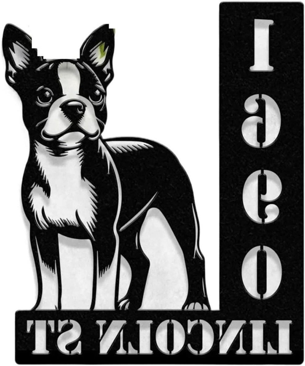 Huisnummer Bord - Wandbord Dier - Huis Identificatie - Boston Terrier Design - 30 cm - Zwart