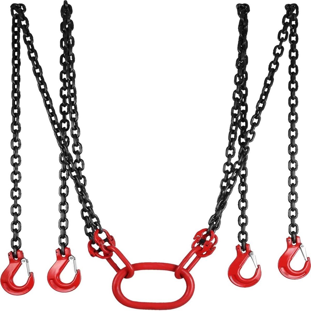 Kettingtakel Set - Hijsketting met Haken - Zware Lasten Verplaatsen - G80 Gelegeerd Staal - 4 Meter Lengte - Zwart
