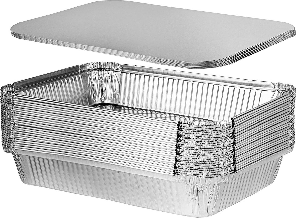 Wegwerp Bakvormen - Aluminium Bakplaten - Bakken en Bewaren - Met Kartonnen Deksel - 30 x 20 x 5 cm