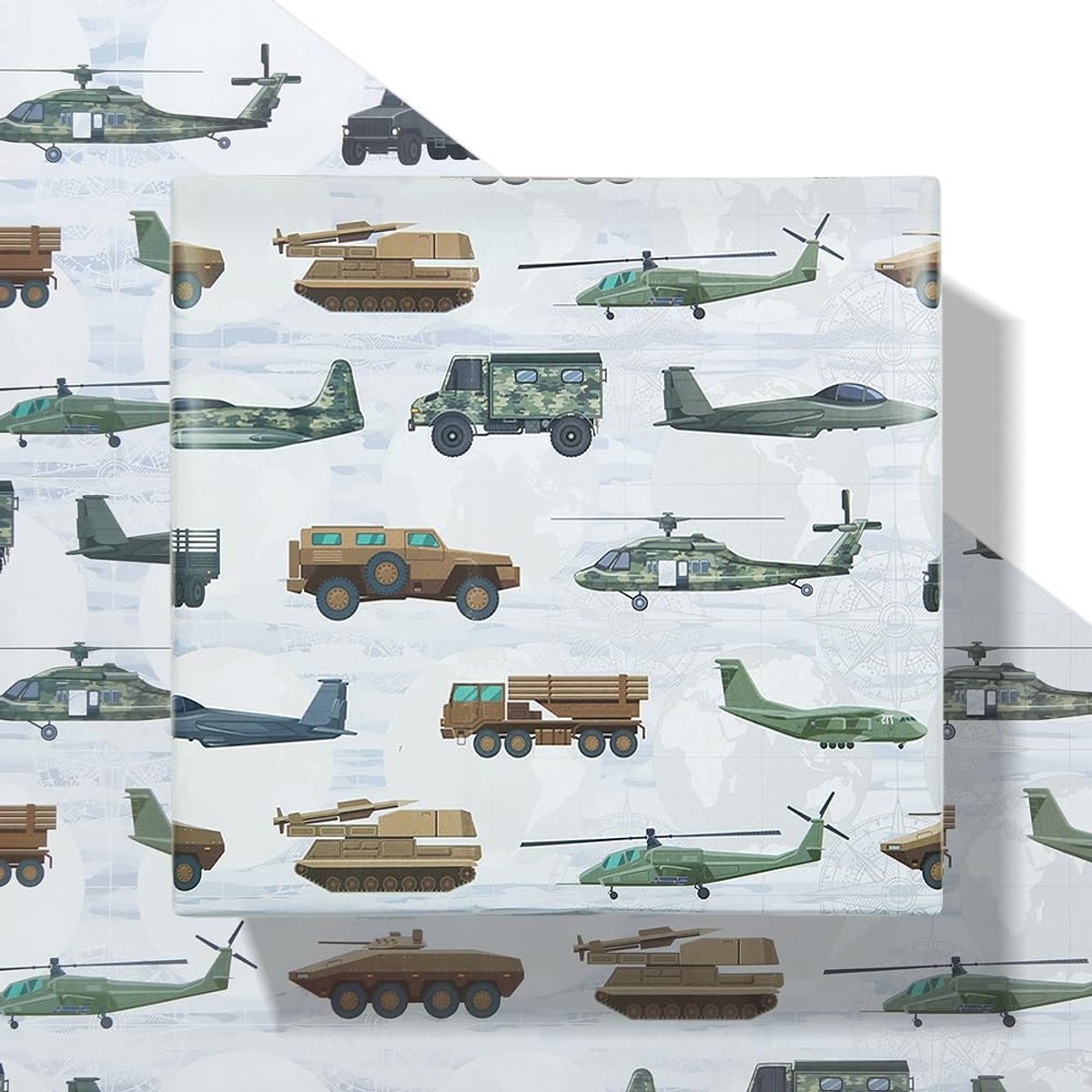 Dailygoods - Leger Camouflage Cadeaupapier met Tanks en Helikopters