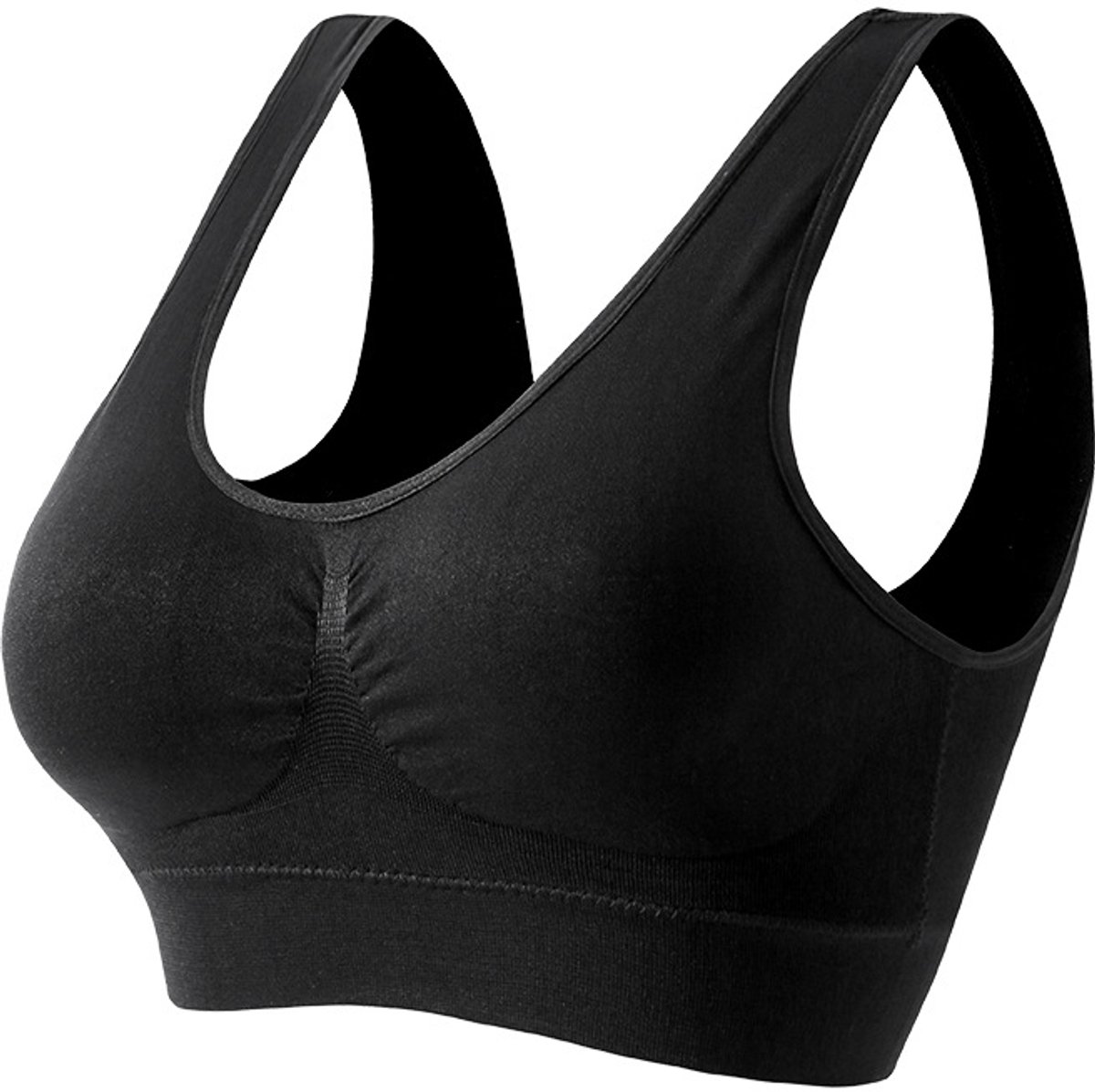 Sport BH - Maat XL - Comfort BH - Naadloze BH Zonder Beugel - zwart - LOUZIR