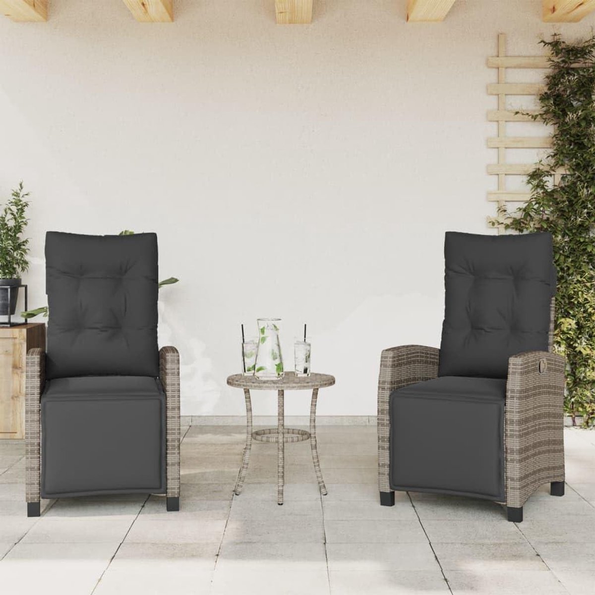 Tuinstoelen set - Verstelbare stoelen - Buiten ontspannen - Met voetensteun - 57 x 66 x 93 cm - Grijs