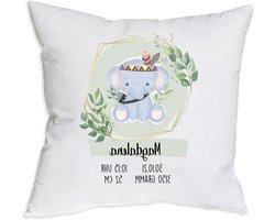 Geboortekussen Gepersonaliseerd - Doopkussen Babykamer - Herinnering Koesteren - Met Naam en Geboortegegevens - 40 x 40 cm - Zeegroen