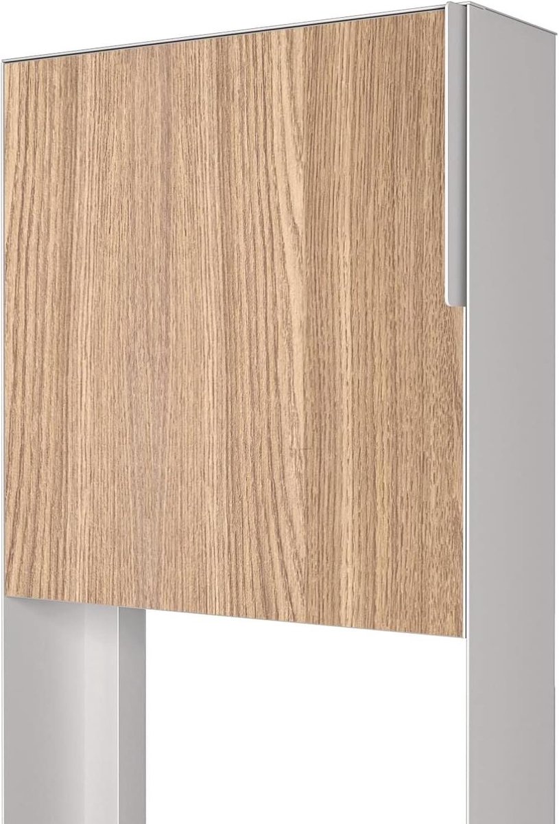 Staande brievenbus - Postbak modern - Post ontvangen - Met houten decoratie - 39x118x13 cm - Wit