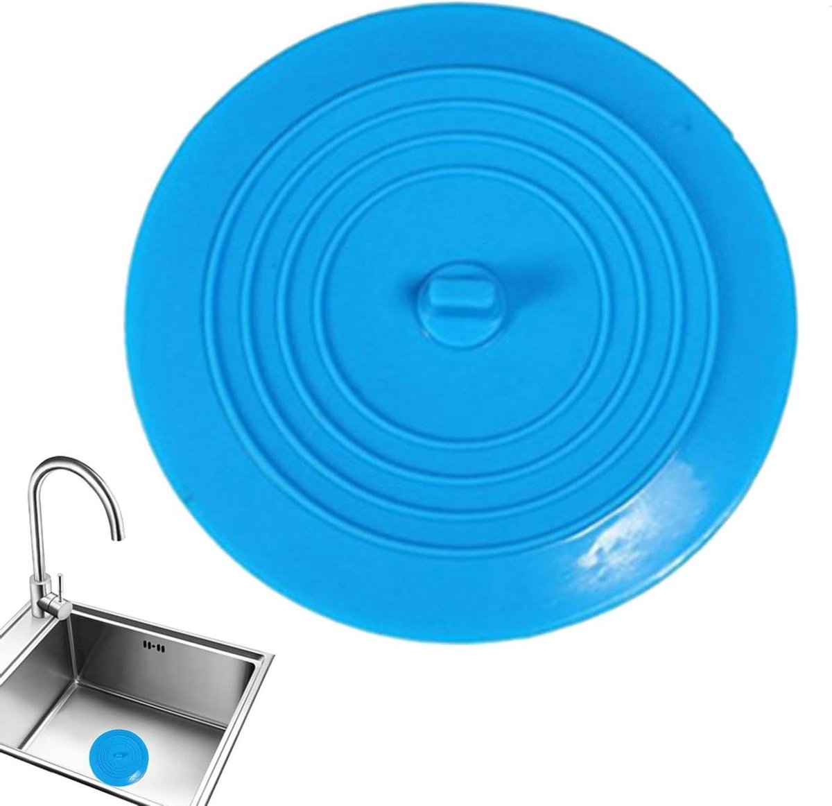 Siliconen Gootsteenstop - Afvoerstop Badkamer - Water Dicht Maken - Voedselveilig Materiaal - 15 cm Diameter - Blauw