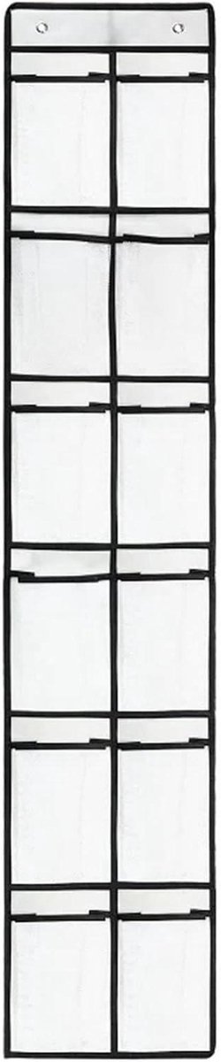 Hangende Organizer - Opbergtas Deur - Ruimte Besparen - 12 Gaasvakken - 30 x 150 cm - Wit
