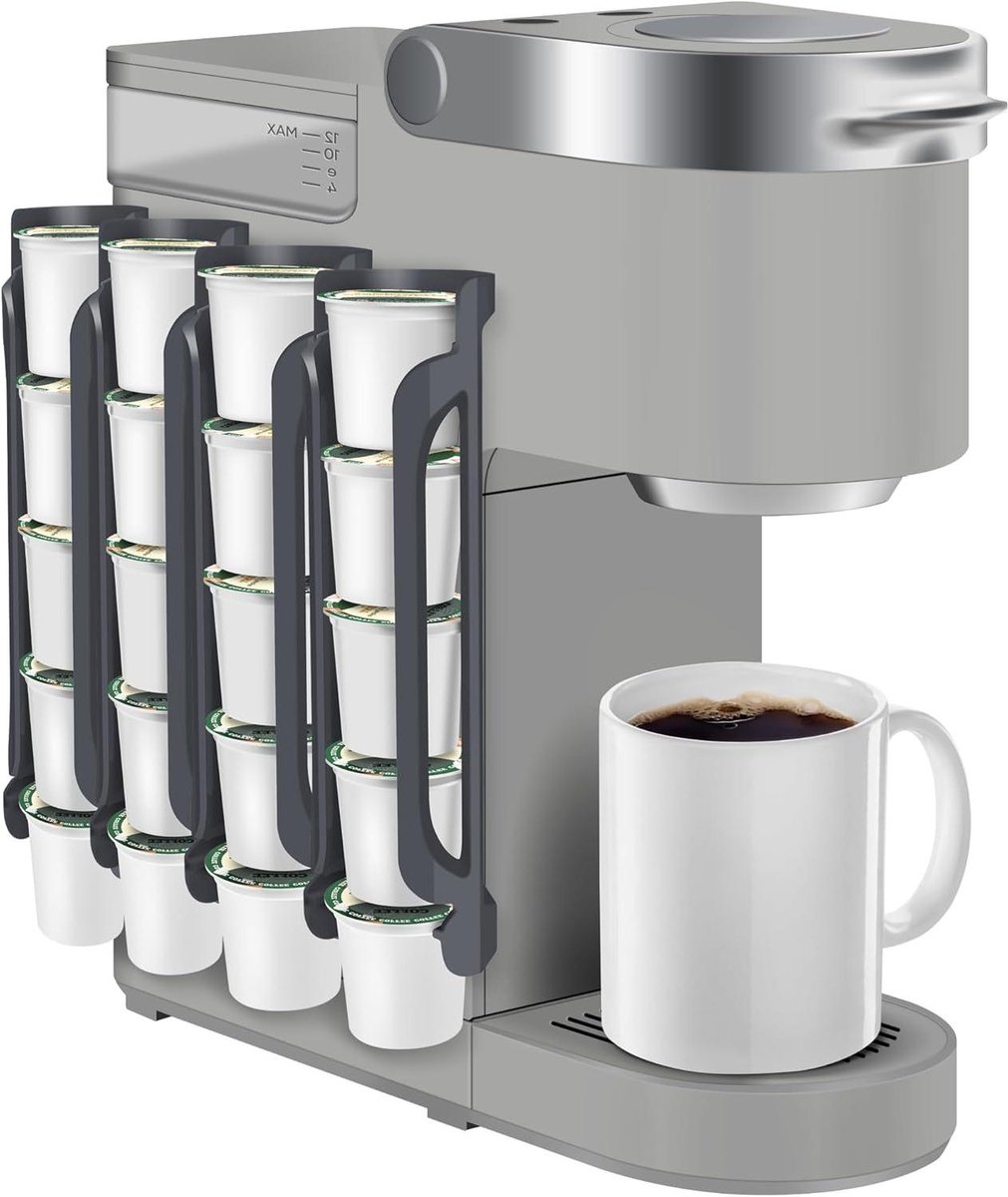 Koffiepadhouder - Capsulehouder - Ruimte Besparen - Wandmontage - 5 Capsules - Grijs