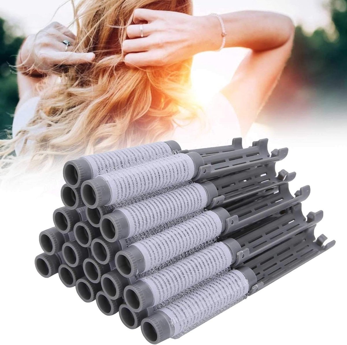 Krulspelden Set - Haarrollers Krultang - Haar Stijlen - Hittevrij Krullen - 20 Stuks - Grijs