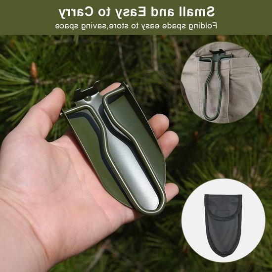 Vouwschep voor de tuin - Mini handschep van roestvrij staal, inklapbaar met riemtas - Ideaal voor kamperen, tuinieren en outdoor activiteiten — afbeelding 3