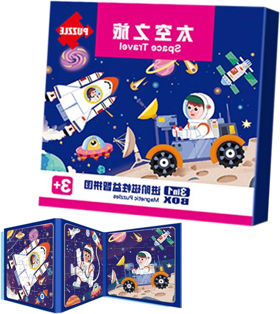 Magnetisch Puzzelboek - Educatief Reisspel - Kinderen Leren - Compact Reisformaat - 18 cm - Multicolor
