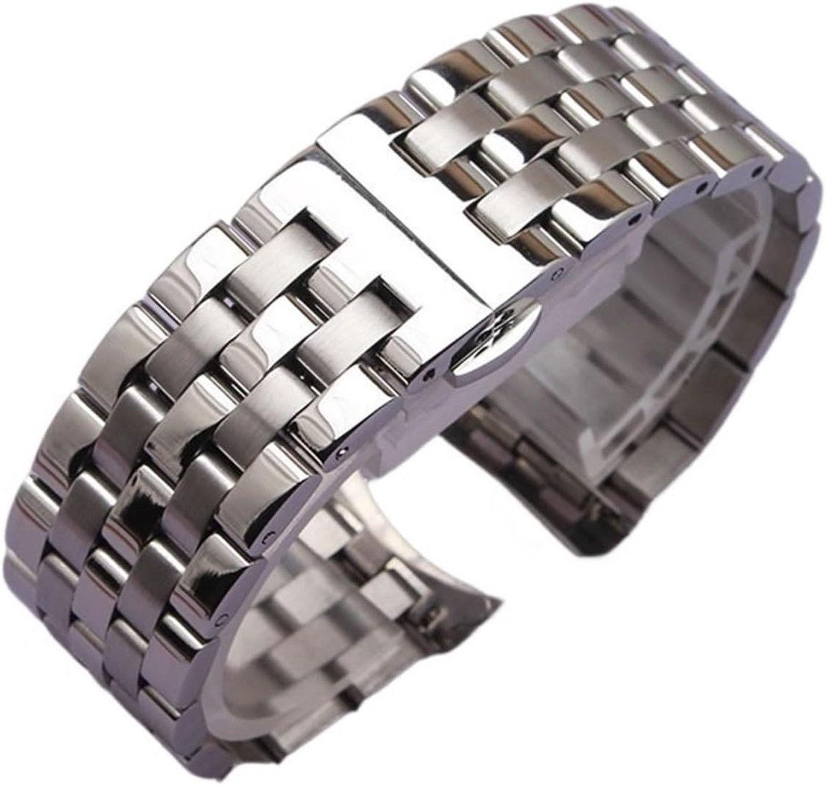 Roestvrijstalen band - Unisex horlogeband - Smartwatch personaliseren - Gepolijst geborsteld - 16-24 mm - Metaal