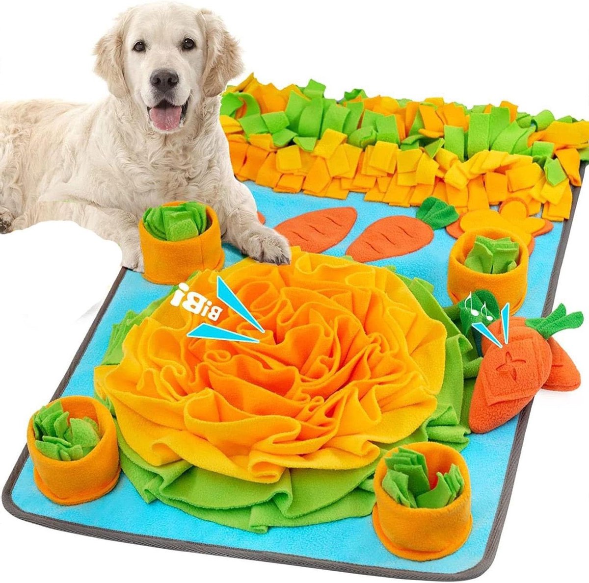 Honden snuffelmat - Puzzel speelgoed - Mentale stimulatie - Verbetert reukvermogen - 80x50 cm - Oranje