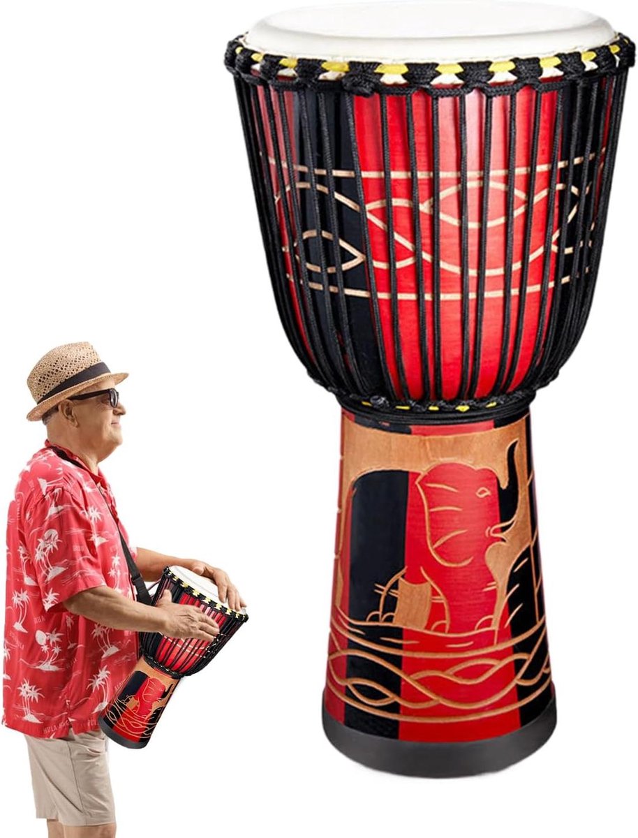 Bongo Trommels - Hand Trommels - Muziek Maken - Handgemaakt Vakmanschap - 8 Inch Diameter - Rood