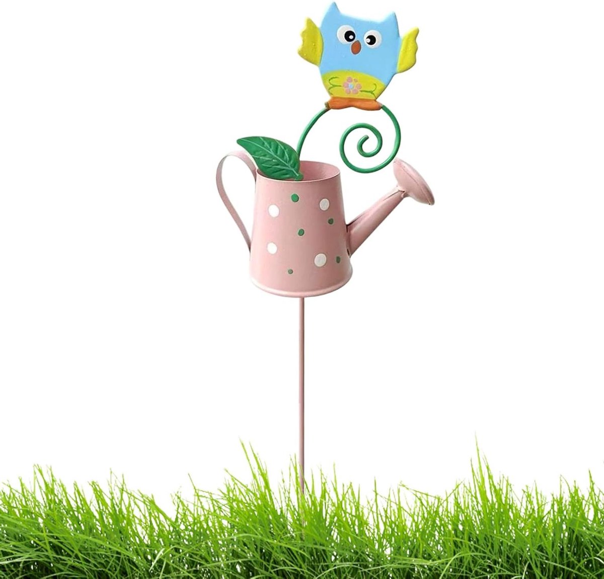 Tuin Stokken Decoratie - Metalen Gieter - Buiten Decoratie - Roestwerende Coating - 34H cm - Uil