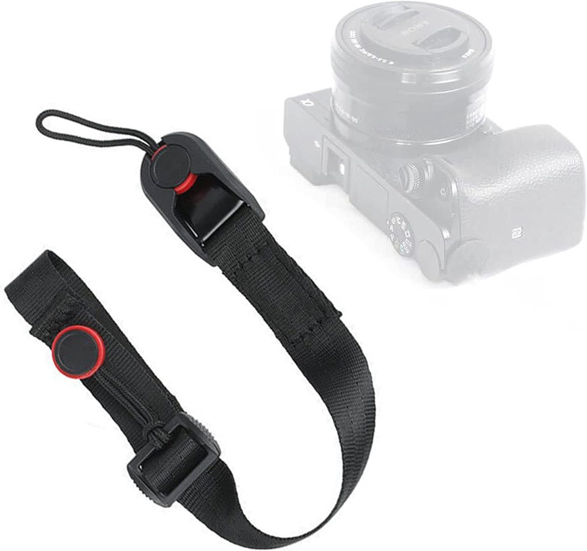 Verstelbare Polsband voor Camera's en Mobiele Telefoons - Nylon, Zwart, 18in/45cm, Ideaal voor Fotografie en Reisgebruik