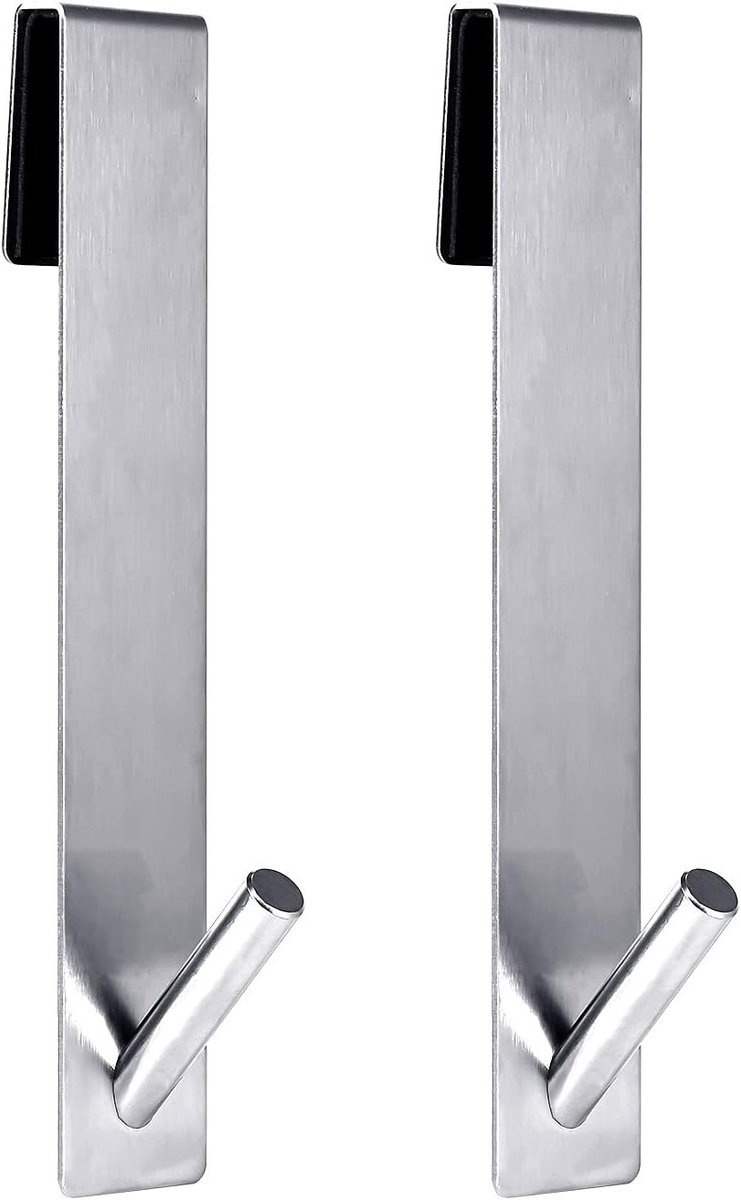 Roestvrijstalen douchedeurhaken 2x18cm, handdoekhaken zonder boren, frameloze badkameracce