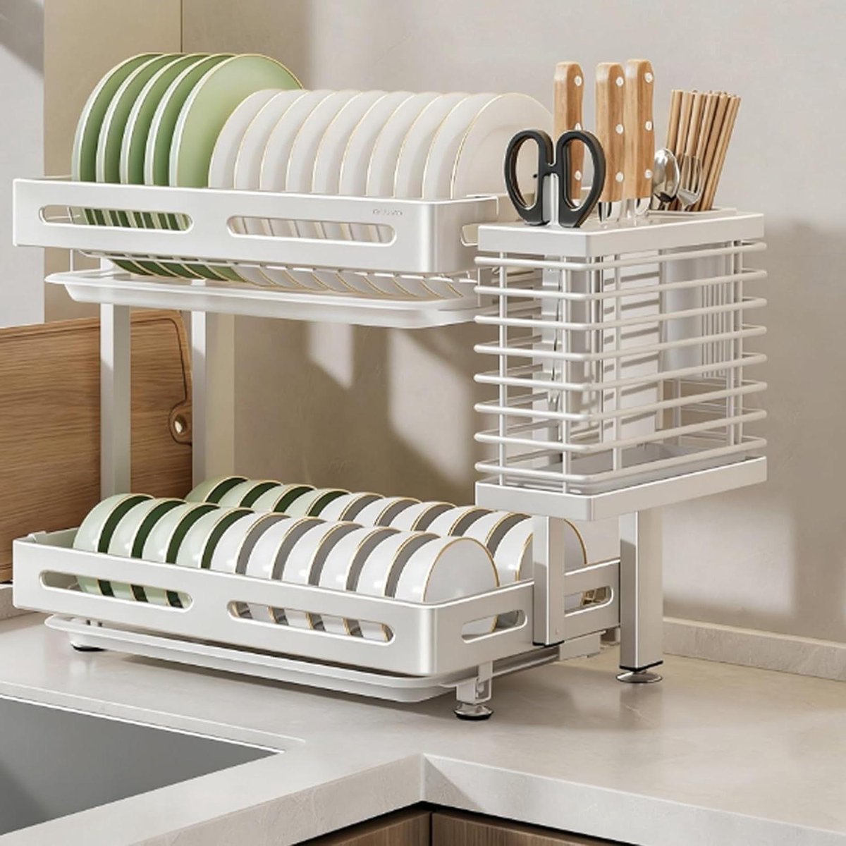 Afwasdroogrek - Keuken organizer - Afdruipen en drogen - Opvouwbaar ontwerp - Compact - Zilver