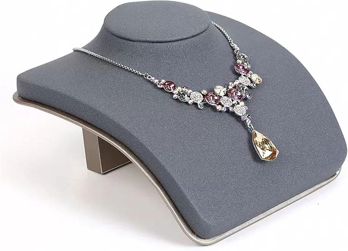 Sieraden Organisator - Ketting Buste - Sieraden Presentatie - Zacht Fluweel - 1 Stuk - Grijs