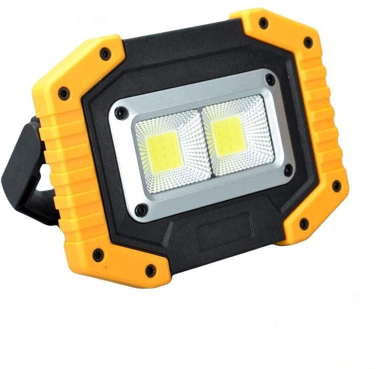 Oplaadbare projector, 30W LED oplaadbare buitenwerklamp/campingprojector, geschikt voor USB-interface, waterdicht, geschikt voor kamperen, reizen, vissen en beveiligingsverlichting (geel).