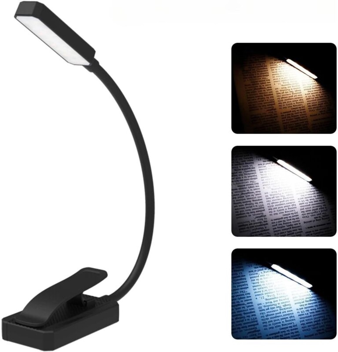 Oplaadbare leeslamp, traploos dimmen, 3 oogbeschermingsstanden (koel wit licht en warm wit