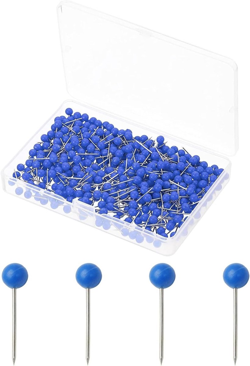 Mini Duimspelden voor Prikbord en Creatieve Projecten, 0.5 x 1.5 cm, Blauw, Ideaal voor Kaarten en Foto's