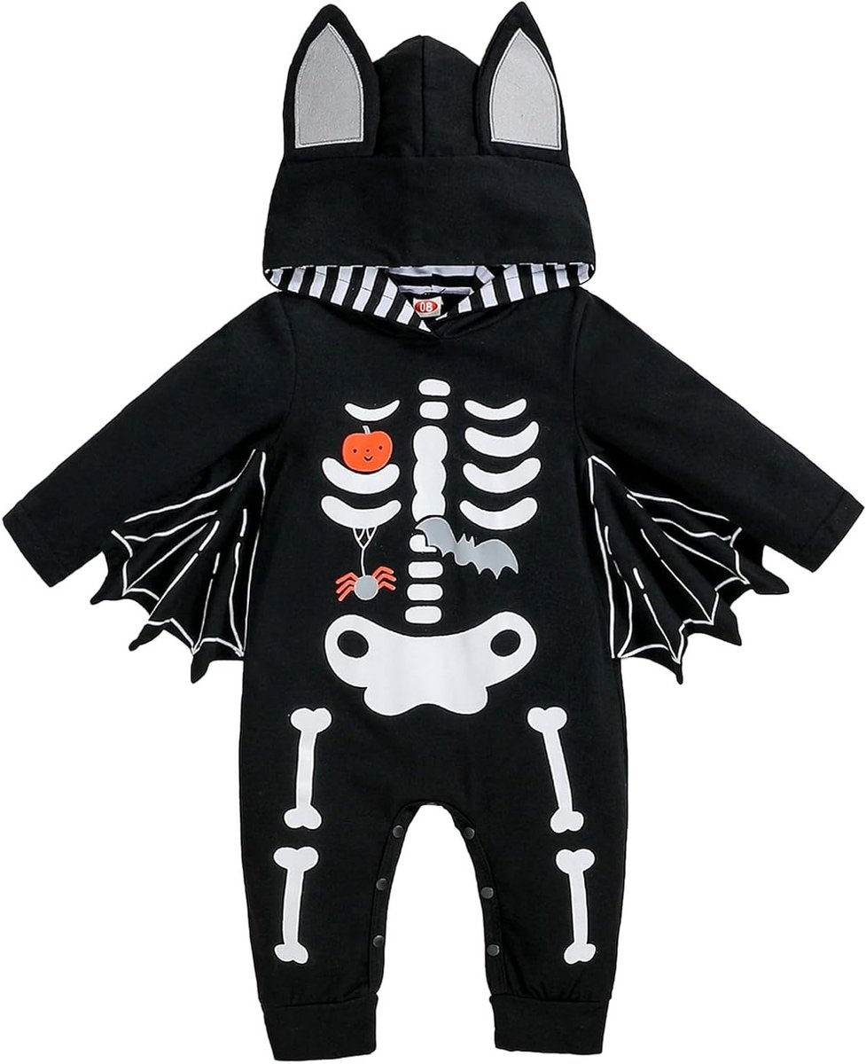 Schattig Baby Bats Kostuum met Kap en Cape - Zacht Romper voor Pasgeborenen tot 24 Maanden - Perfect voor Halloween en Feestjes