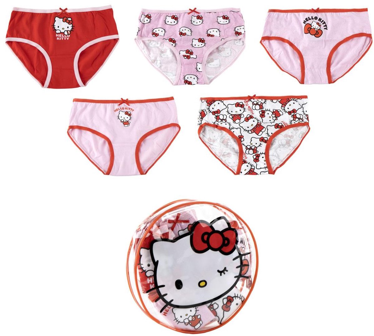 Hello Kitty Ondergoed Meisjes – 5 Stuks – Kinder Onderbroek – Set met Prints – Inclusief Opbergtas