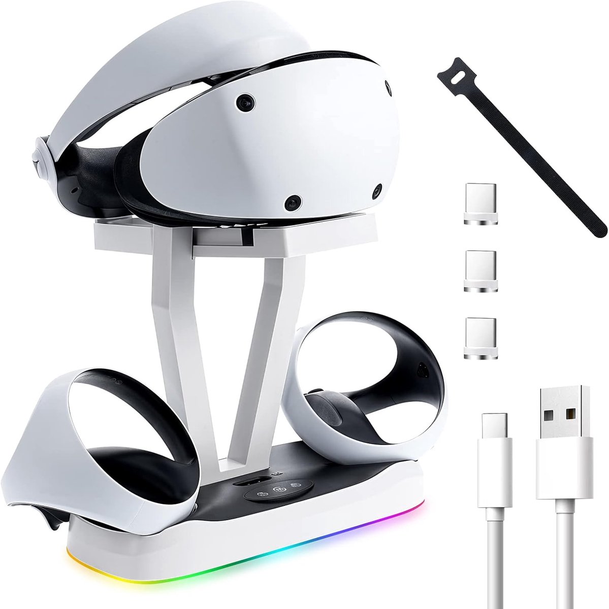 Taishengda - PlayCool Oplaadstation - Voor PS VR2 Headset & Controllers - Snellader - Met LED indicatoren - Oplader voor controllers - Accessoires - Oplaadstation - Wit