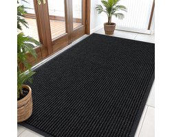 Olanly Deurmat - Blotevoetenmat - Antislip Droogmat - Gemakkelijk Schoon Te Maken Deurmat - 81.5x119.5 cm - Zwart