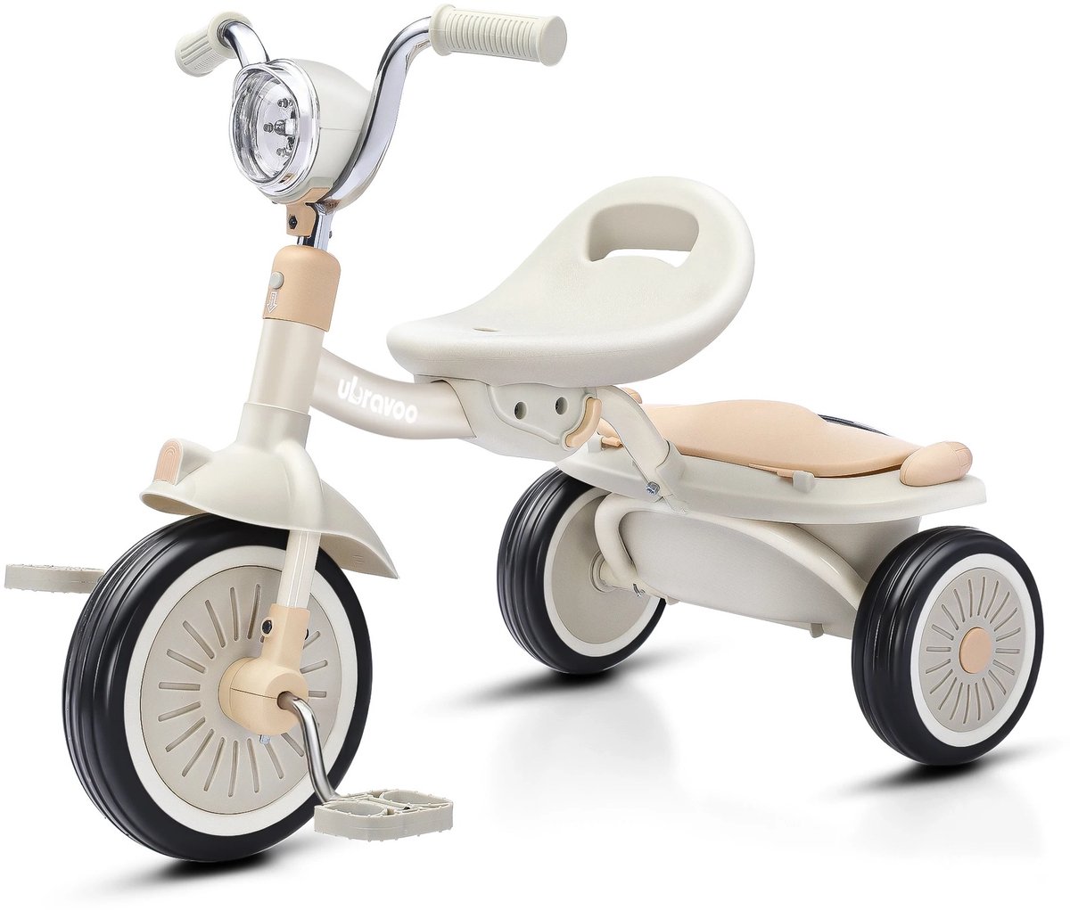 LUMÈ STORE Loopfiets 4-in-1 – Kinderfiets 1-5 jaar – Opvouwbaar – Driewieler Baby – Peuterfiets – 1-5 jaar - LED Wielen - Créme
