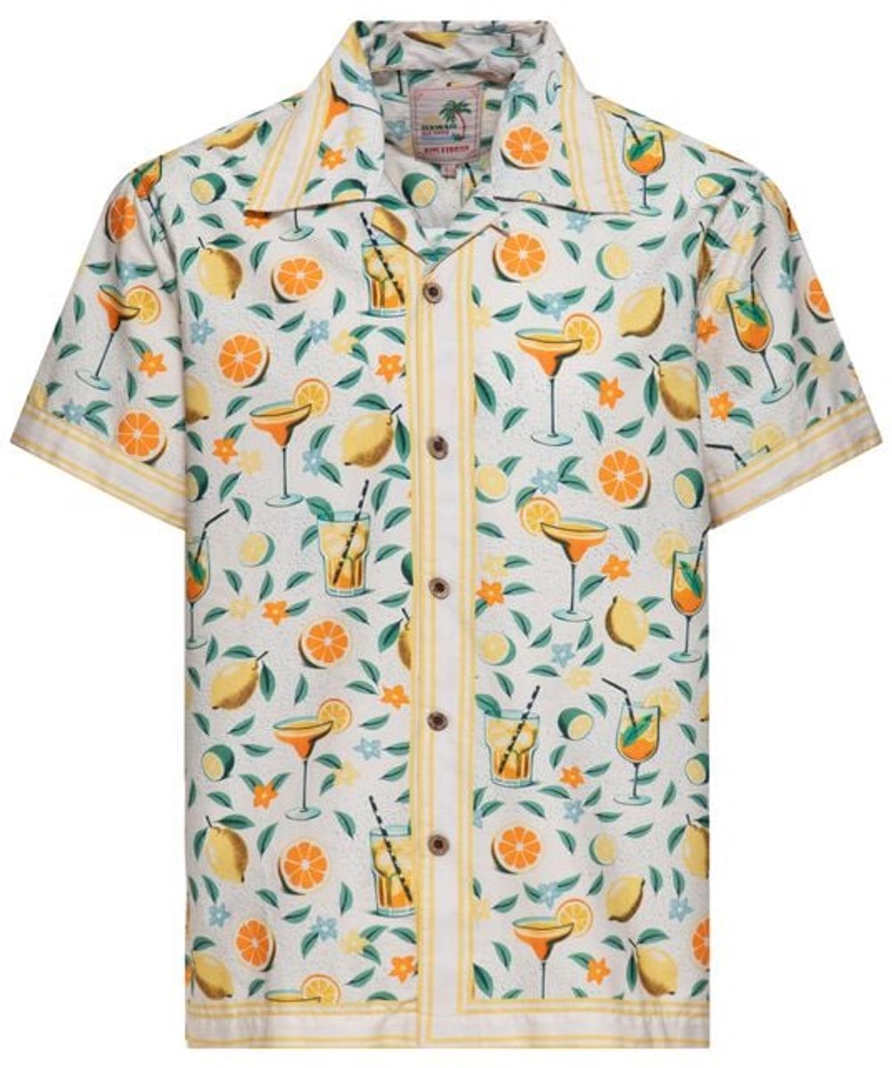 King Kerosin Citrus Cocktail Hawaii Shirt Shirt met korte mouwen crème XXL Katoen -