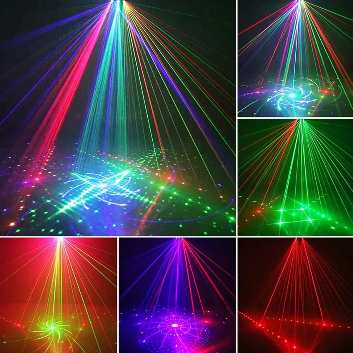 Flolife - 21-Gaats RGB Party Laserlicht met UV LED Strobe – DMX DJ Disco Projector met Geluidssensor voor Feest, Bruiloft & Podium – foto 3